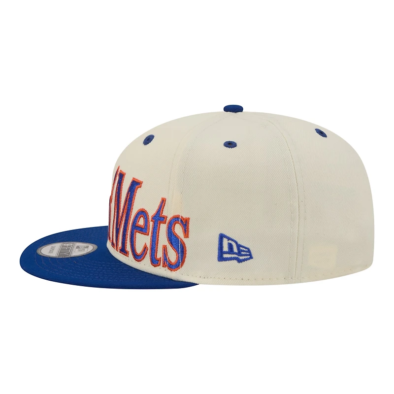 Men's New Era Cream New York Mets Oversized Slogan 9FIFTY Snapback Hat