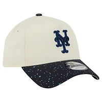 Men's New Era  Cream New York Mets Speckle A-Frame 9FORTY Adjustable Hat