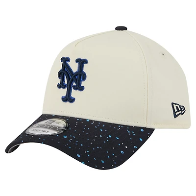 Men's New Era  Cream New York Mets Speckle A-Frame 9FORTY Adjustable Hat