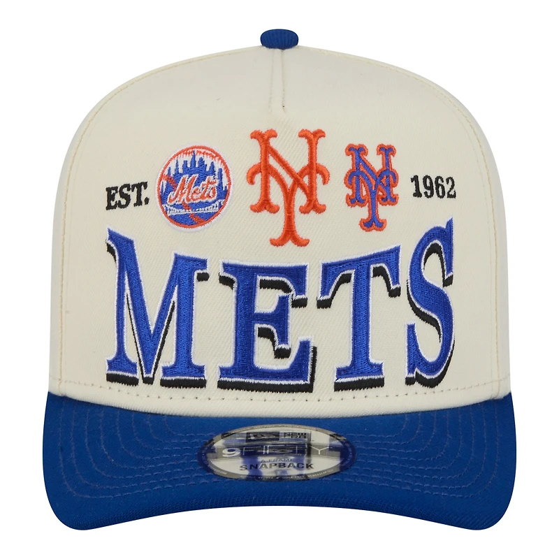 Men's New Era Cream New York Mets Throwback Tri-Hit A-Frame 9FIFTY Adjustable Hat
