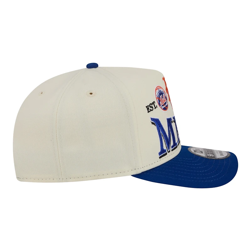 Men's New Era Cream New York Mets Throwback Tri-Hit A-Frame 9FIFTY Adjustable Hat