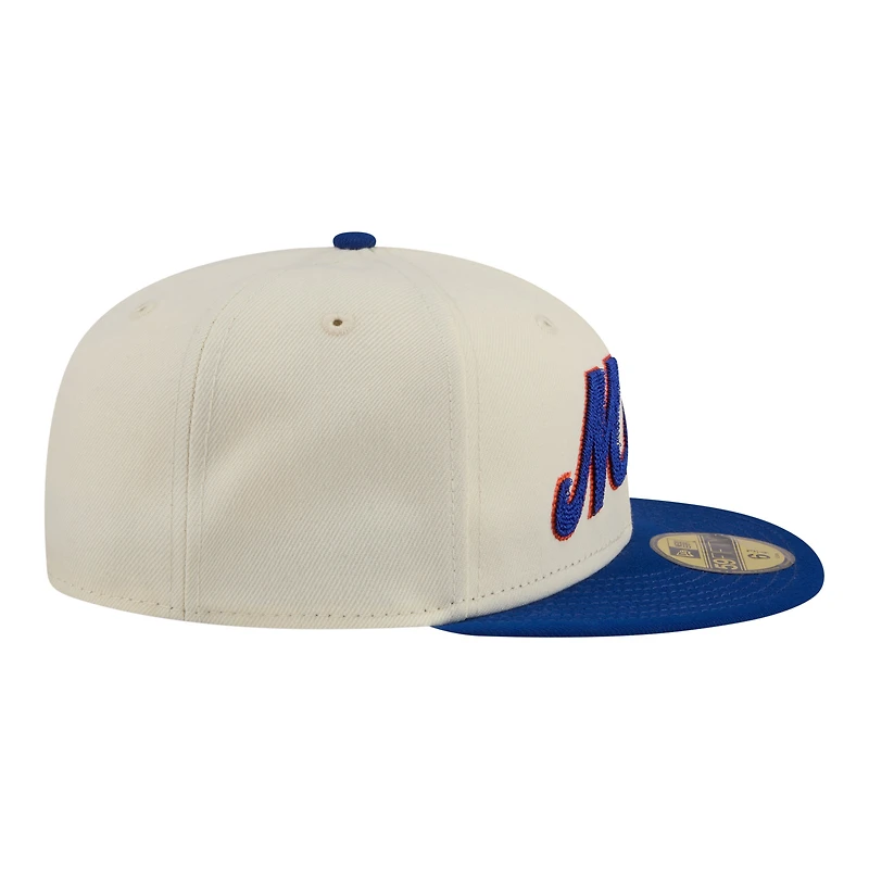 Men's New Era  Cream York Mets Two-Tone Stitch 59FIFTY Fitted Hat