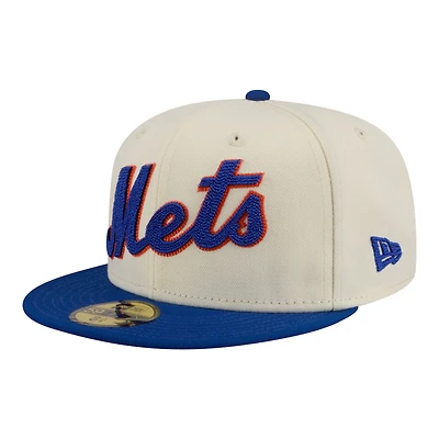 Men's New Era  Cream York Mets Two-Tone Stitch 59FIFTY Fitted Hat