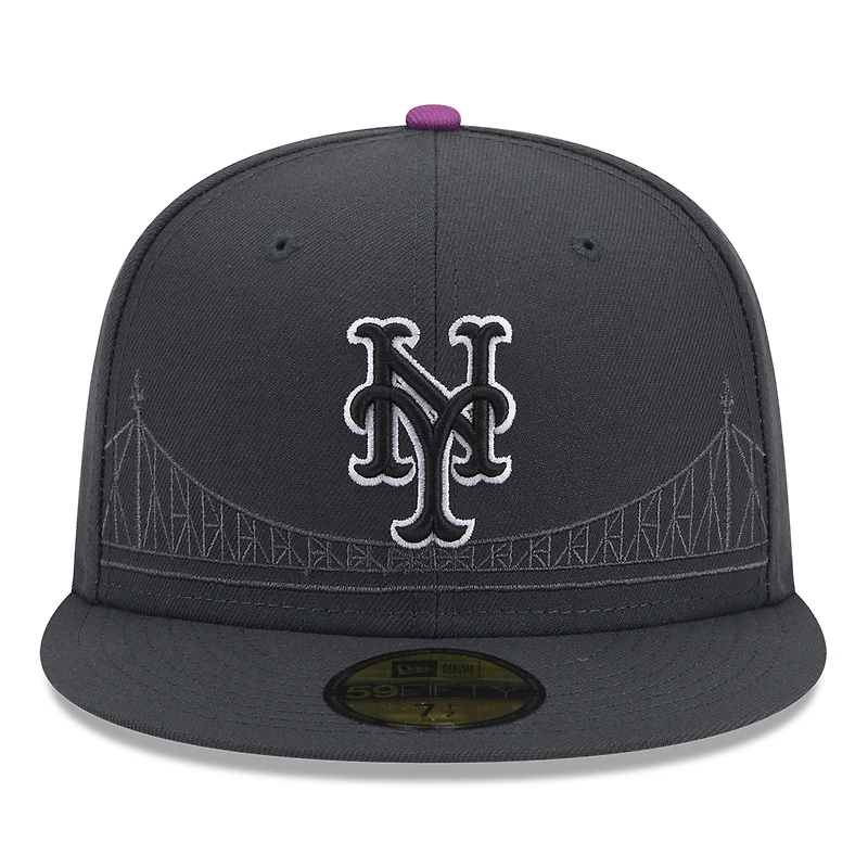 Casquette ajustée New Era Graphite York Mets 2024 City Connect 59FIFTY pour homme