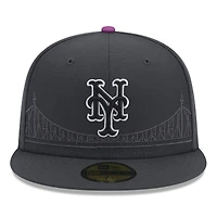 Casquette ajustée New Era Graphite York Mets 2024 City Connect 59FIFTY pour homme