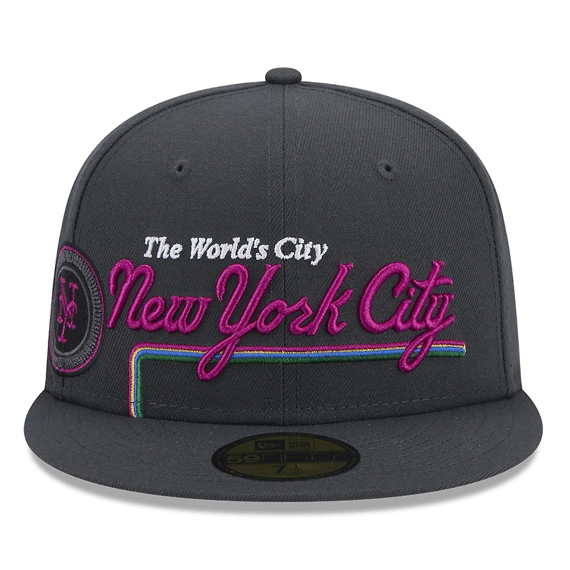 Men's New Era Graphite York Mets 2024 City Connect Icon 59FIFTY Fitted Hat