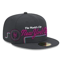 Men's New Era Graphite York Mets 2024 City Connect Icon 59FIFTY Fitted Hat
