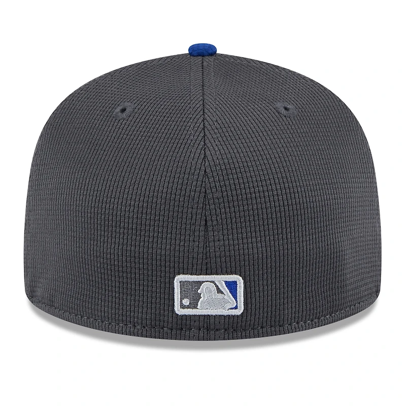 Casquette ajustée New Era 59FIFTY pour homme, gris/bleu royal, entraînement au bâton York Mets 2025