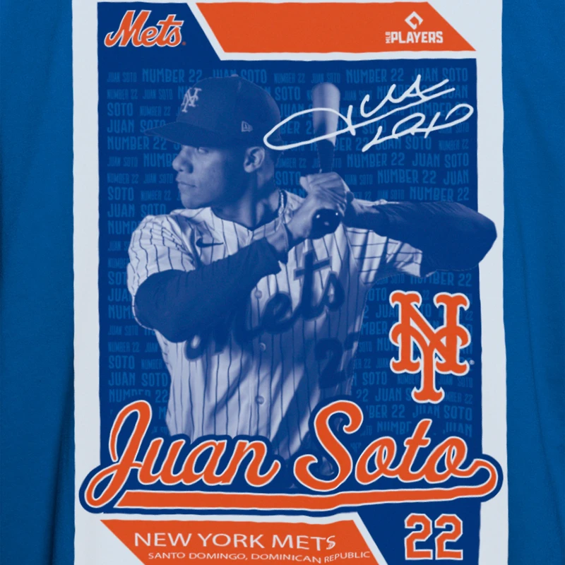 T-shirt de joueur cartes New Era Juan Soto bleu York Mets pour homme