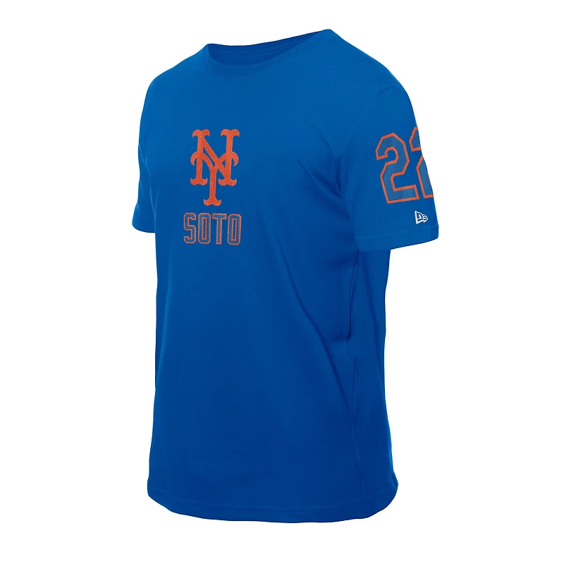 T-shirt New Era Juan Soto Royal pour homme, motif York Mets, avec nom et numéro