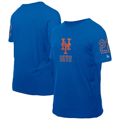 T-shirt New Era Juan Soto Royal pour homme, motif York Mets, avec nom et numéro