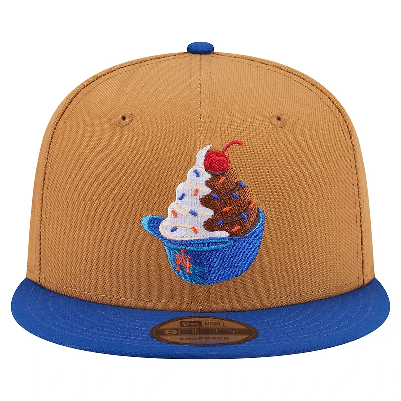 Men's New Era Khaki/Royal New York Mets Ice Cream 9FIFTY Snapback Hat