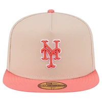 Men's New Era Light Beige/Coral York Mets Two-Tone Color Pack A-Frame 59FIFTY Fitted Hat