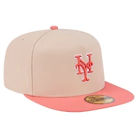 Men's New Era Light Beige/Coral York Mets Two-Tone Color Pack A-Frame 59FIFTY Fitted Hat