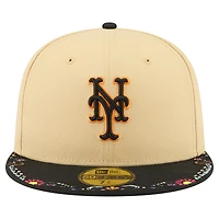 Men's New Era Light Beige York Mets Two-Tone Embroidered Visor 59FIFTY Fitted Hat