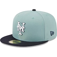 Casquette ajustée New Era York Mets Beach Kiss 59FIFTY bleu clair/bleu marine pour homme