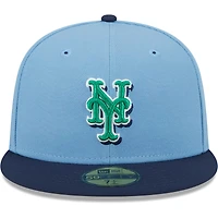 Men's New Era Light Blue/Navy York Mets Green Undervisor 59FIFTY Fitted Hat