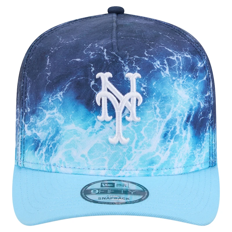 Casquette snapback New Era pour homme, bleu clair, New York Mets, Deep Water Pre-Curved 9FIFTY A-Frame