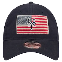Casquette ajustable New Era 9TWENTY pour homme, bleu marine, New York Mets, drapeau américain