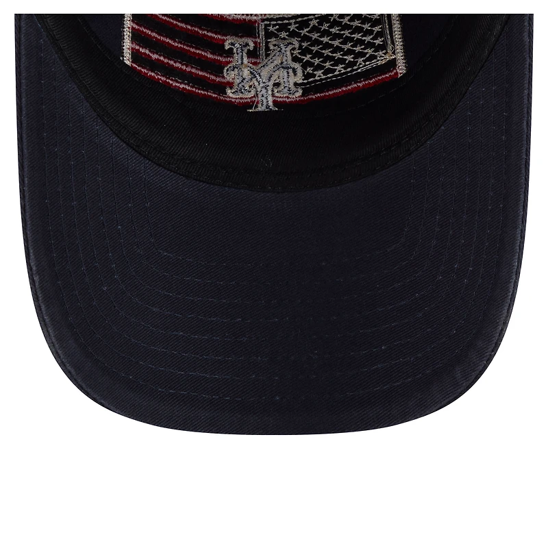 Men's New Era Navy New York Mets Americana Flag 9TWENTY Adjustable Hat