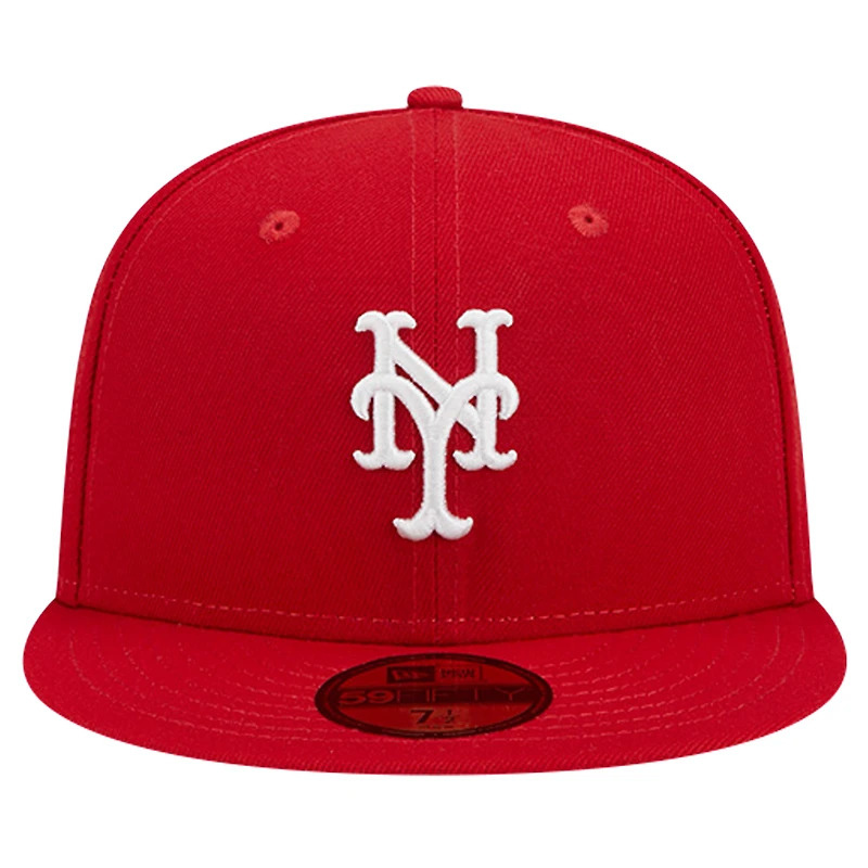 Men's New Era Red York Mets Logo 59FIFTY Fitted Hat