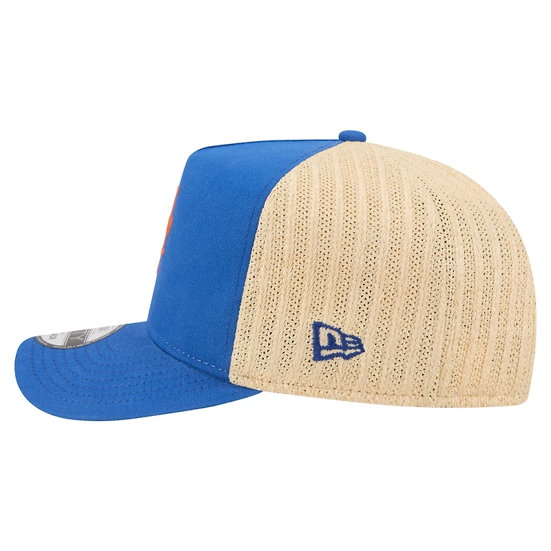 Men's New Era  Royal/Natural New York Mets Grained 9FIFTY A-Frame Trucker Adjustable Hat