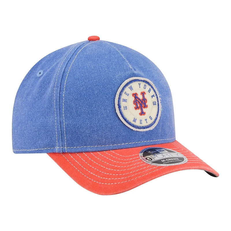 Casquette ajustable New Era Royal/Orange New York Mets en feutre M-Crown 9FORTY pour homme