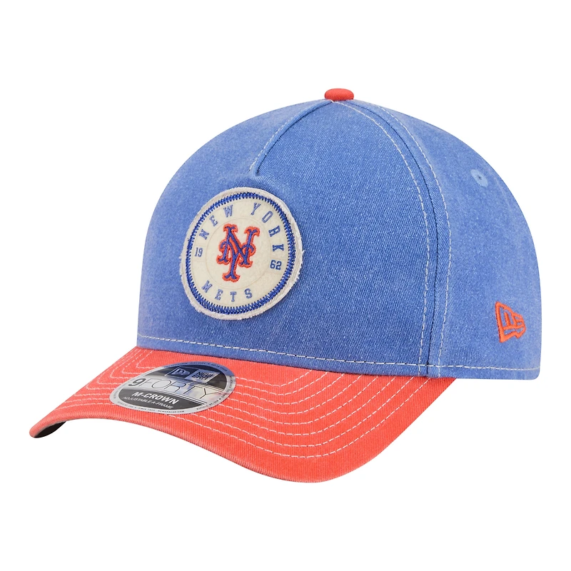 Men's New Era Royal/Orange New York Mets Felt M-Crown 9FORTY Adjustable Hat