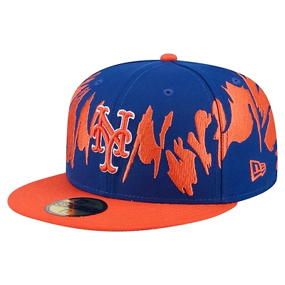 Casquette ajustée New Era 59FIFTY à motif rétro York Mets Royal/Orange pour homme
