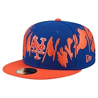 Casquette ajustée New Era 59FIFTY à motif rétro York Mets Royal/Orange pour homme