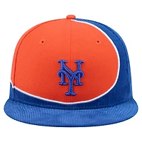 Men's New Era Royal/Orange New York Mets Retro Split Corduroy Snapback Hat