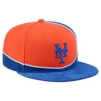 Men's New Era Royal/Orange New York Mets Retro Split Corduroy Snapback Hat