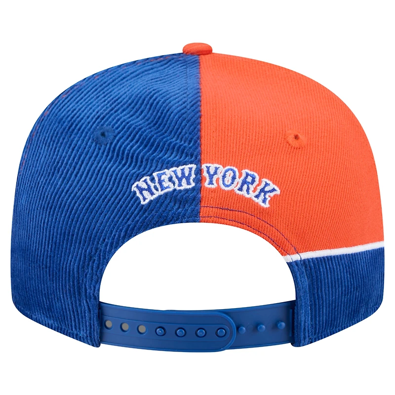 Men's New Era Royal/Orange New York Mets Retro Split Corduroy Snapback Hat
