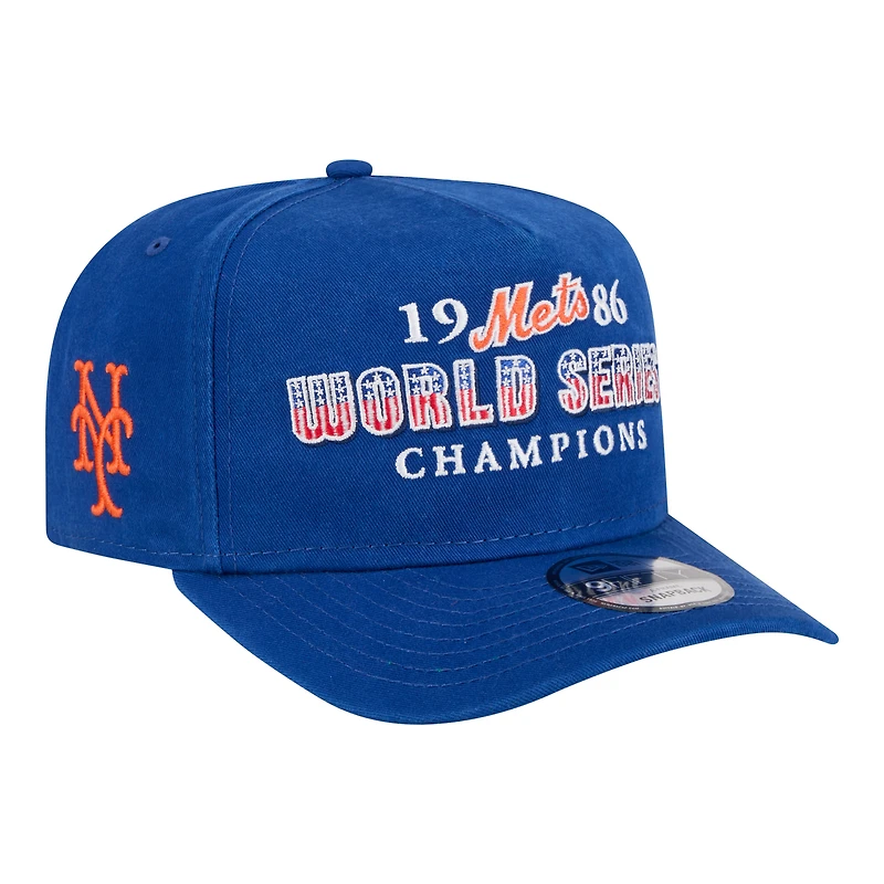 Men's New Era Royal New York Mets 1986 World Series Champions Throwback 9FIFTY A-Frame Snapback Hat