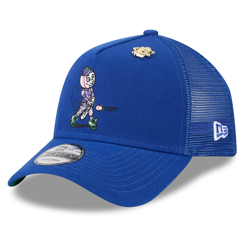 Men's New Era Royal New York Mets 2025 Big League Chew A-Frame 9FORTY Adjustable Trucker Hat
