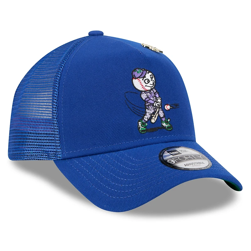 Casquette camionneur ajustable New Era Royal New York Mets 2025 Big League Chew A-Frame 9FORTY pour homme