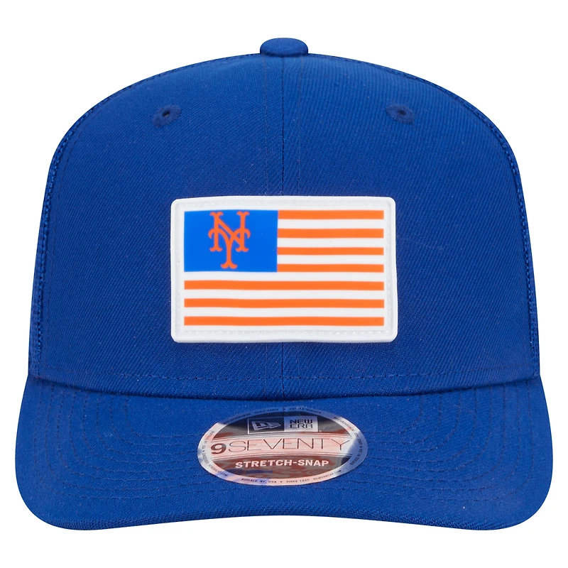 Men's New Era Royal New York Mets Flag 9SEVENTY Stretch-Snap Hat