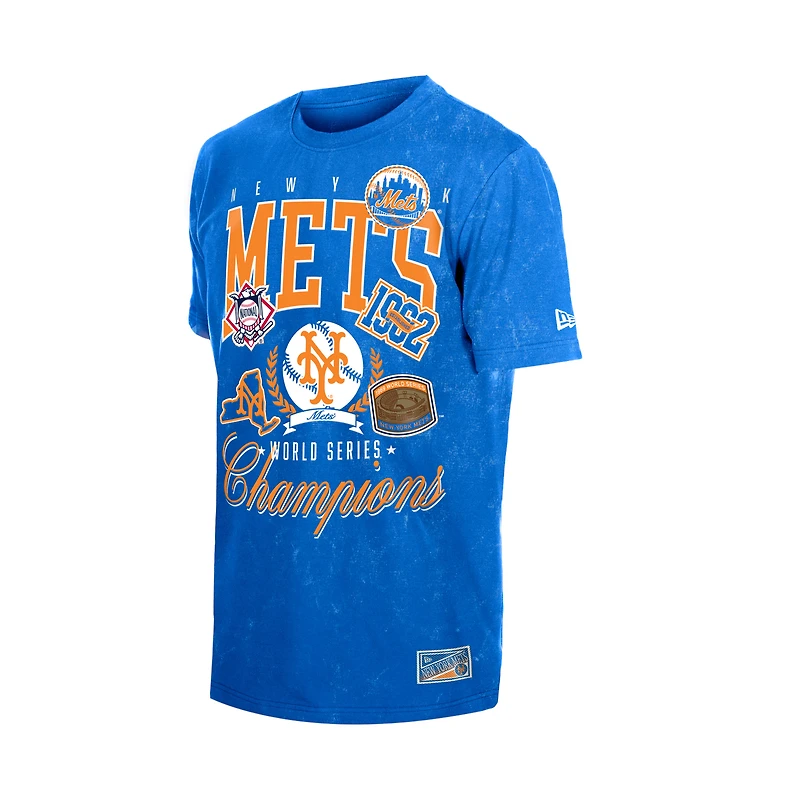 T-shirt New Era Royal York Mets pour homme, délavage minéral