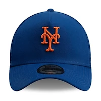 Men's New Era Royal New York Mets Side Script 9FORTY A-Frame Trucker Adjustable Hat