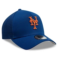 Men's New Era Royal New York Mets Side Script 9FORTY A-Frame Trucker Adjustable Hat