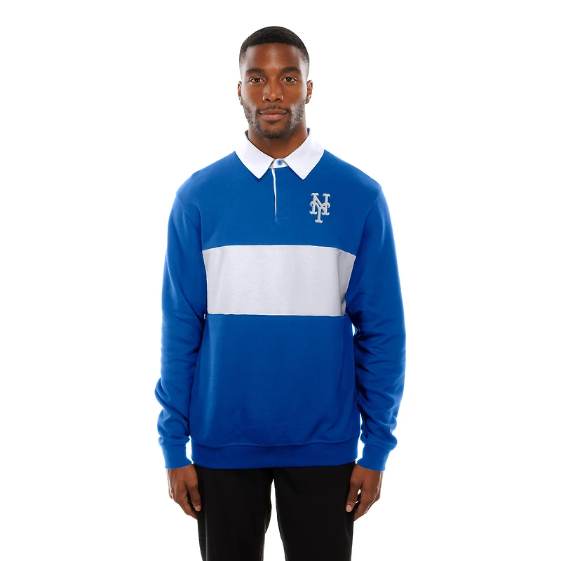 Men's New Era Royal York Mets Throwback Prep Colorblock Rugby Polo