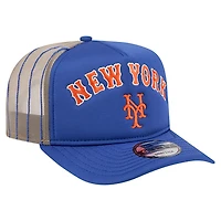 Casquette de camionneur ajustable New Era Royal New York Mets Vintage Arched Foam Front 9FIFTY A-Frame pour homme