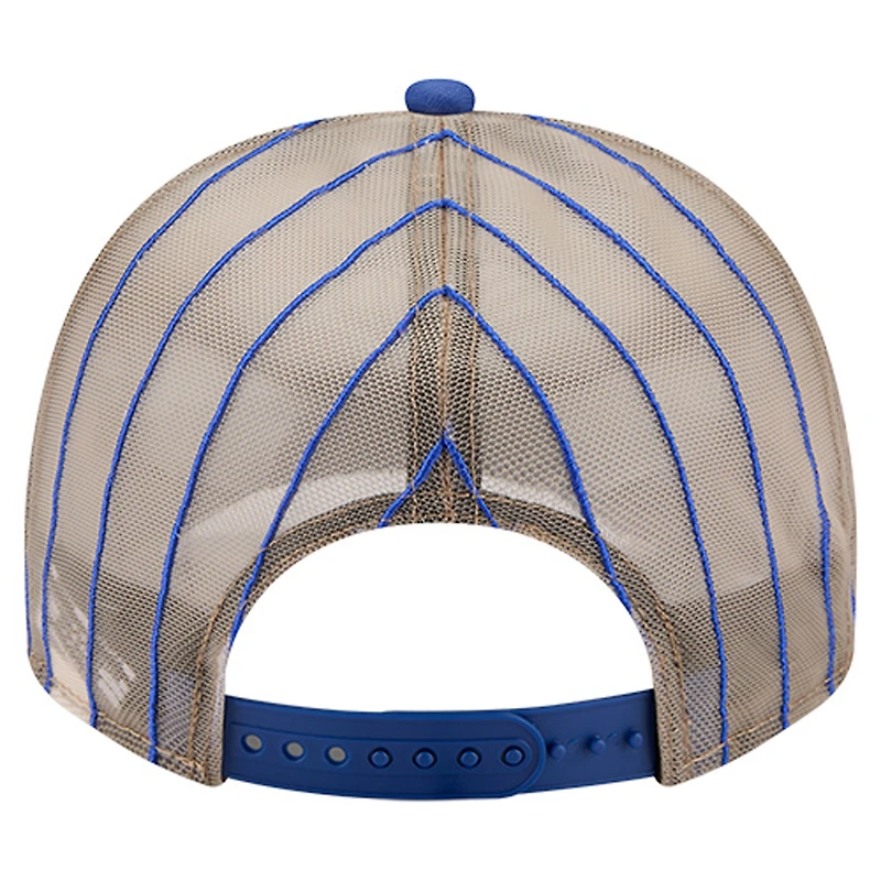 Casquette de camionneur ajustable New Era Royal New York Mets Vintage Arched Foam Front 9FIFTY A-Frame pour homme