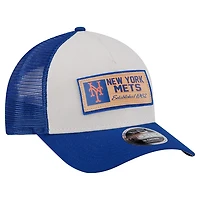 Men's New Era Stone/Royal New York Mets Text A-Frame Trucker 9FORTY Hat