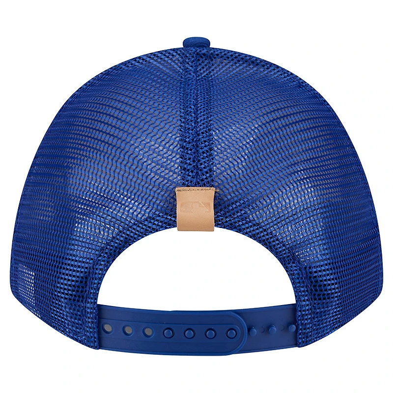 Men's New Era Stone/Royal New York Mets Text A-Frame Trucker 9FORTY Hat