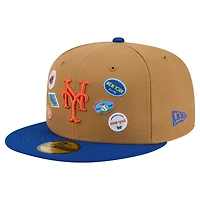 Men's New Era Tan York Mets Fruit Sticker 59FIFTY Fitted Hat