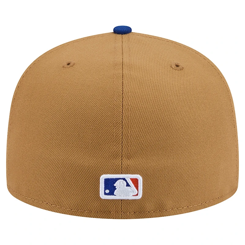 Men's New Era Tan York Mets Fruit Sticker 59FIFTY Fitted Hat