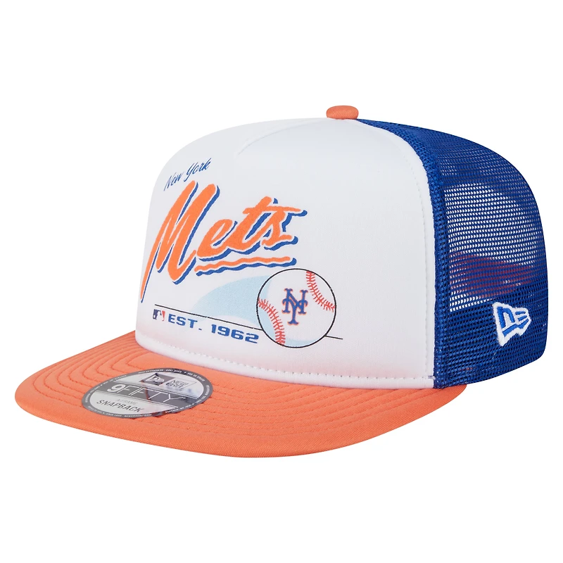 Casquette snapback New Era 9FIFTY blanche/orange pour homme, style rétro