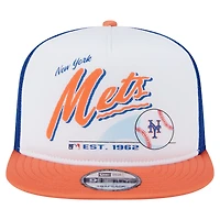 Men's New Era White/Orange New York Mets Retro Script Trucker 9FIFTY Snapback Hat