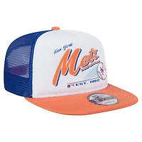 Men's New Era White/Orange New York Mets Retro Script Trucker 9FIFTY Snapback Hat